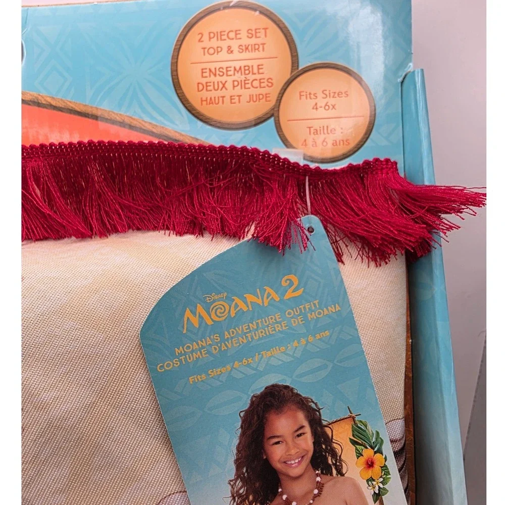 Disney Moana 2 Adventure Outfit Kids Costume Top Skirt Set Halloween 4-6x